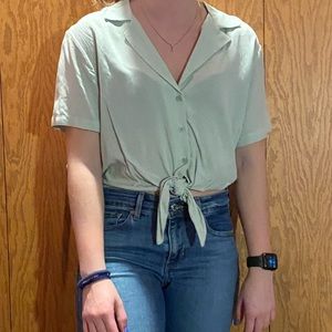 Mint green button top